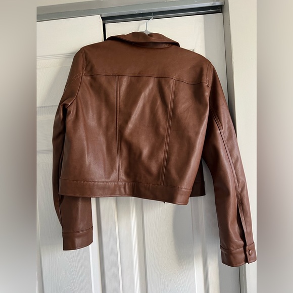 NWT Bagatelle Collection brown leather trucker-style jacket - Picture 5 of 5